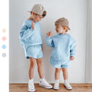 Kids Boys Girls Loose Sweatshirt with Elastic Joggers Shorts Set childrensterritory