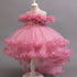 Kids Girls Soft Gauze Solid Color Party Desses with Trailing childrensterritory