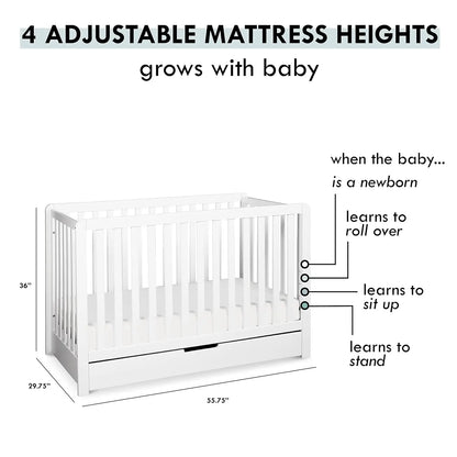 White, 4-in-1 Convertible Crib with Trundle Drawer childrensterritory