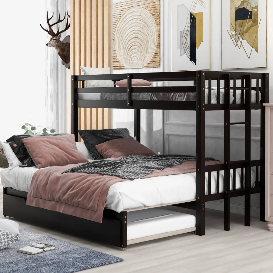 High-quality Twin Over Twin Pull-out Bunk Bed with Trundle childrensterritory