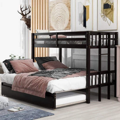 High-quality Twin Over Twin Pull-out Bunk Bed with Trundle childrensterritory