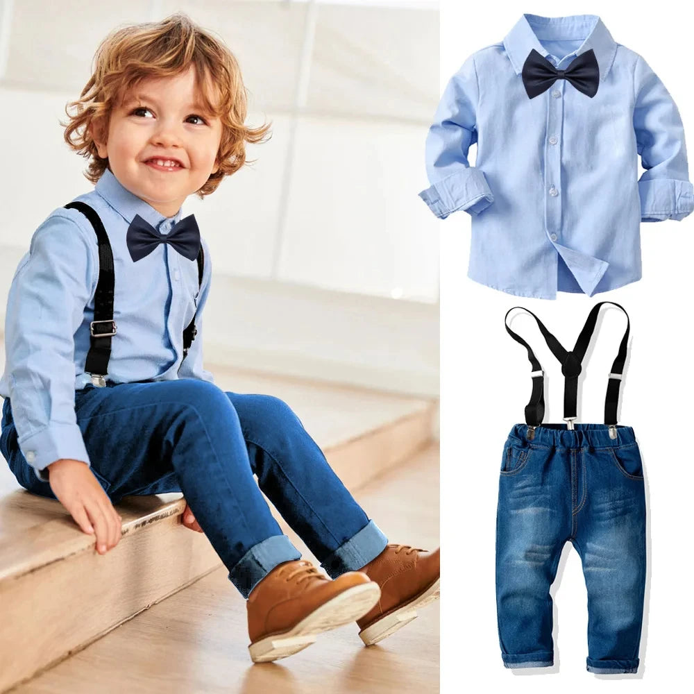 Little Boys' Solid Pattern Gentleman Outfit Set for Birthday Parties childrensterritory