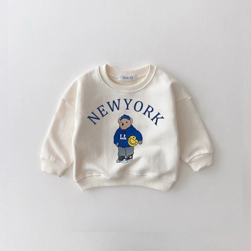 Baby Boys/Girls Letter Bear Casual Hoodie+Pants Suit