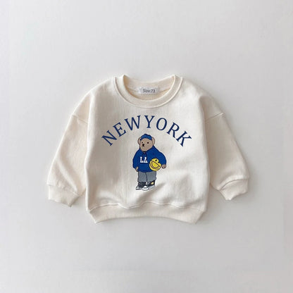 Baby Boys/Girls Letter Bear Casual Hoodie+Pants Suit