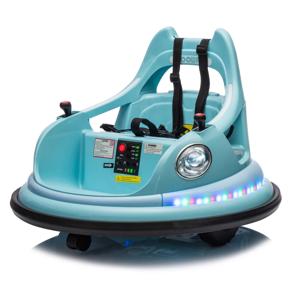 12V RC Ride on Bumper Car with LED Lights, Bluetooth