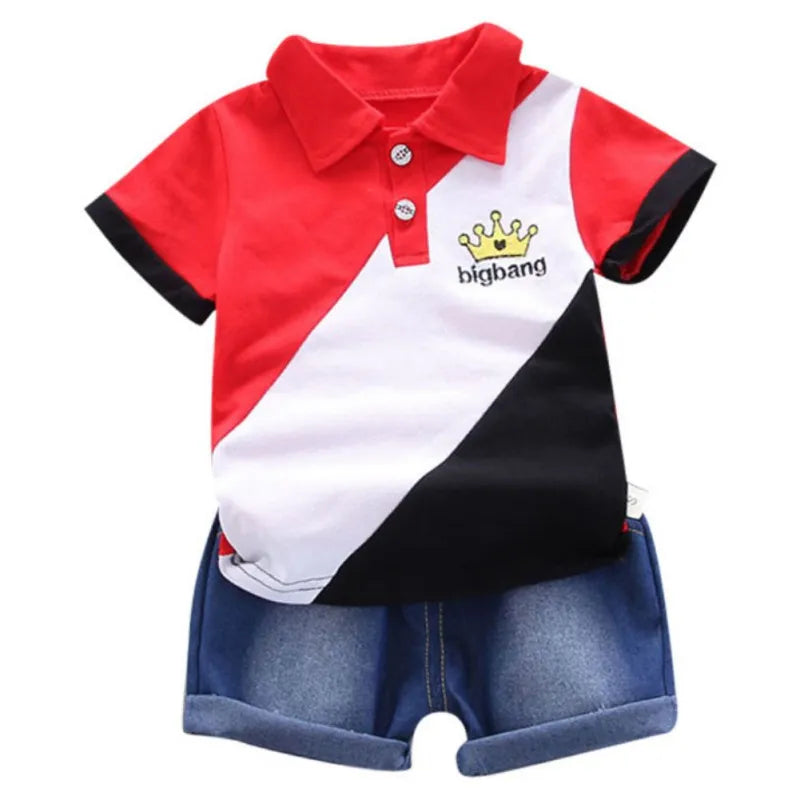 Toddler Boys 2Pcs T-shirts+stripe Short Clothing Sets