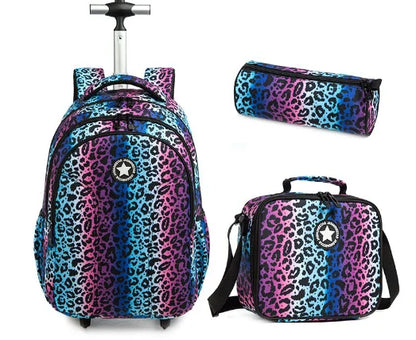 Printed 3pcs Kids School Bags On Wheels for Boys and Girls