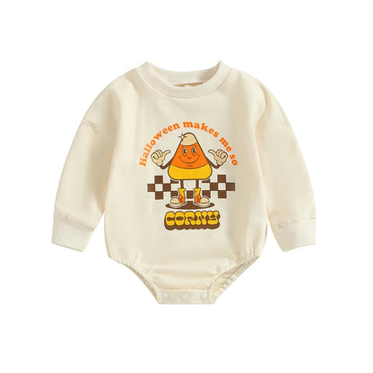 Baby Girl Letters Pumpkin Print Halloween Bodysuit