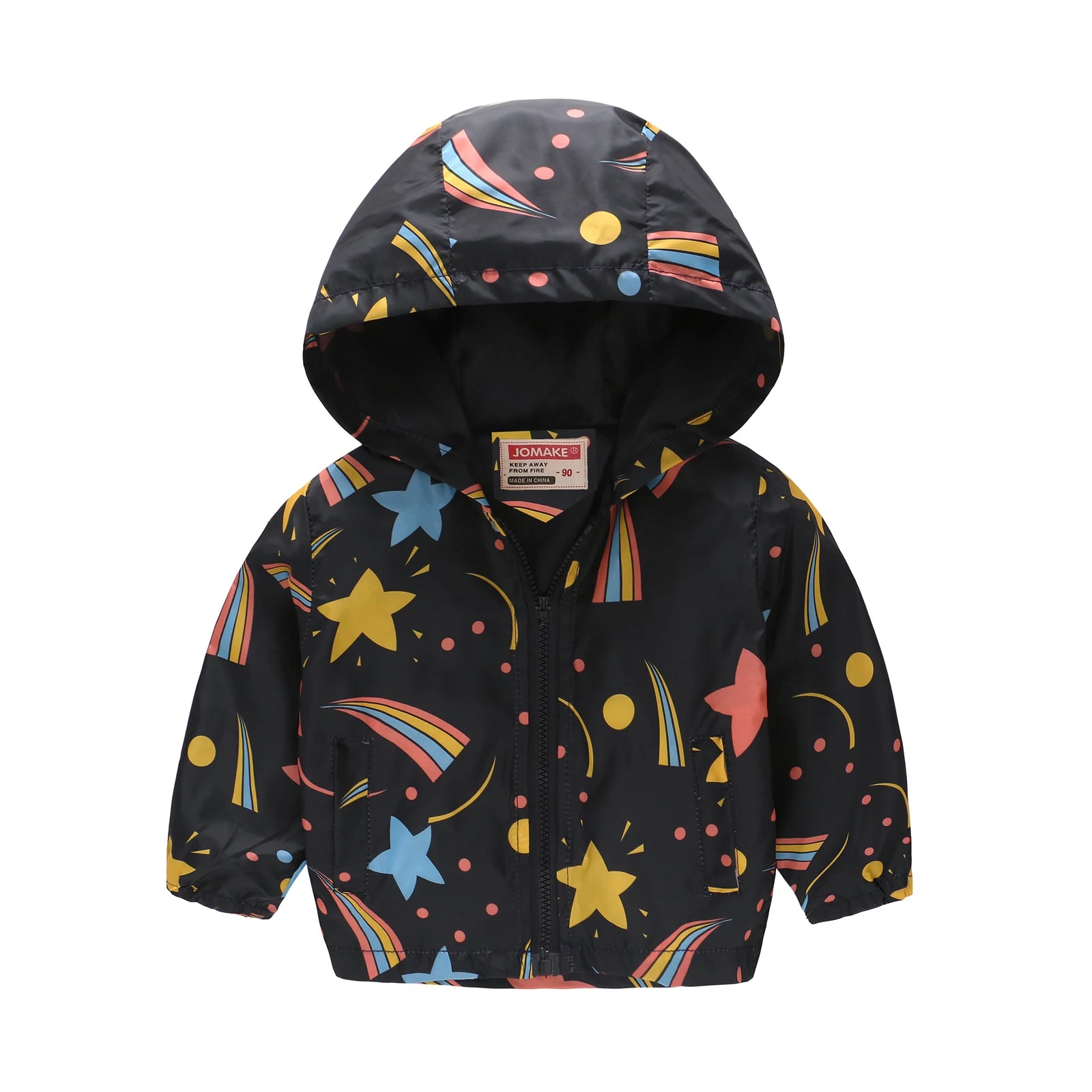 Dinosaurs Graphic Print Kids Boys Windproof Hooded Jackets