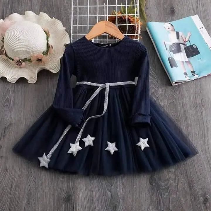 Toddler Girls Fluffy Sweater Dresses With Star Design