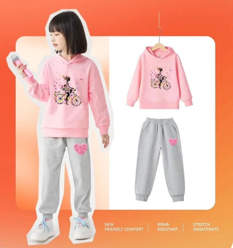 Girls 2 Pieces Casual Korean Style Sports Suits for Spring childrensterritory
