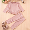 Toddler Girls' Ruffle Edge Top with Cute Hem Long Pants Outfit Set childrensterritory