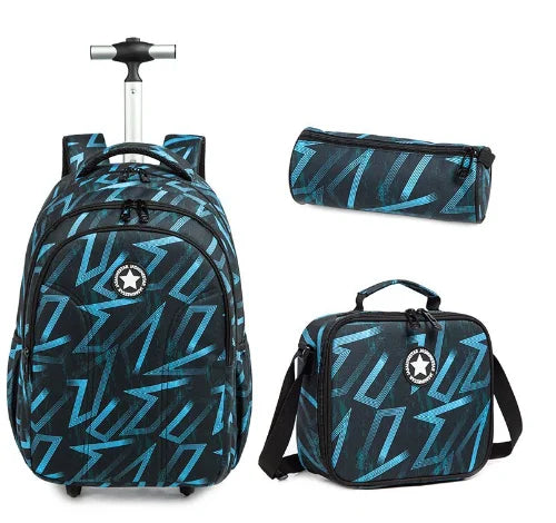 Printed 3pcs Kids School Bags On Wheels for Boys and Girls