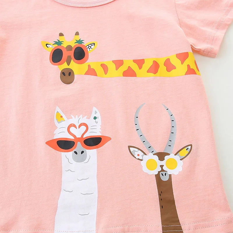 Toddler Girls Cute Cartoon Animals Design Cotton T-Shirts childrensterritory