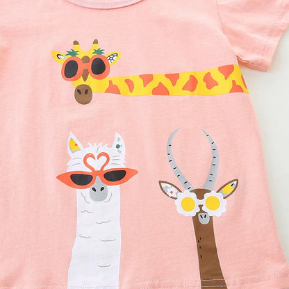 Toddler Girls Cute Cartoon Animals Design Cotton T-Shirts childrensterritory