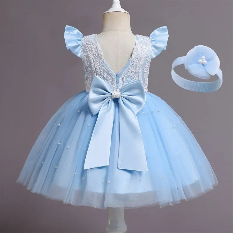Baby/Kids Girls Lace Pearls Princess Party Dress