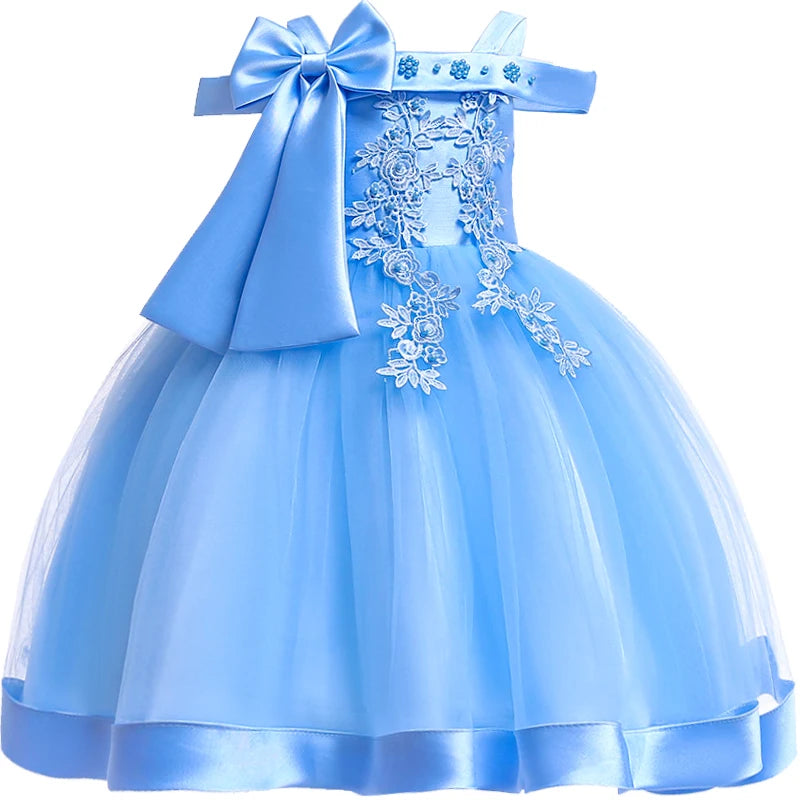 Girls' Sleeveless Bow Design Elegant Party Dresses