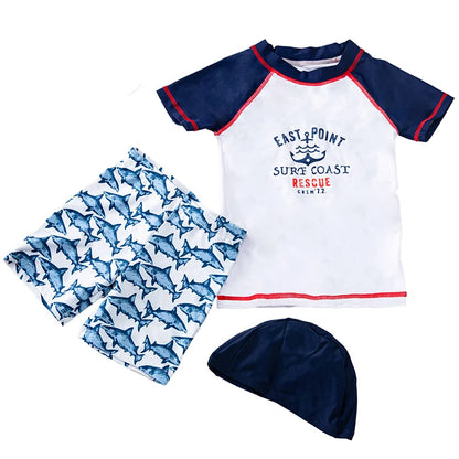 3pc Baby/Kids Boys Sun Protection Swimwear With Hat