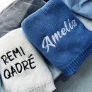 Personalized Name Embroidered Knitted Baby Blanket childrensterritory