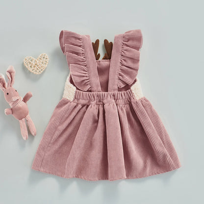 Baby Girl Cartoon Designed Corduroy Mini Dress