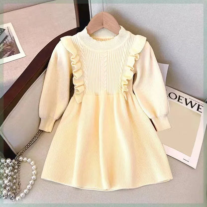 Kids Girls Elegant Princess Sweater Dresses for Winter Parties