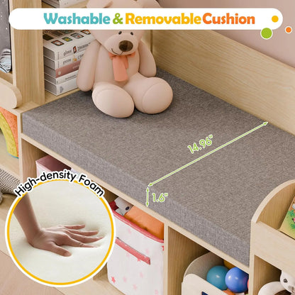 Kids Wooden Bookshelf with Chalkboard and Bench childrensterritory