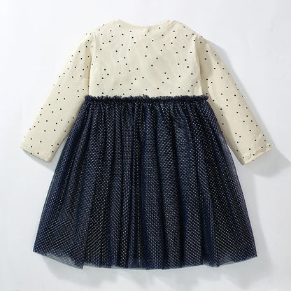 Girls Long-Sleeved Panda Cartoon Design Casual Dresses childrensterritory