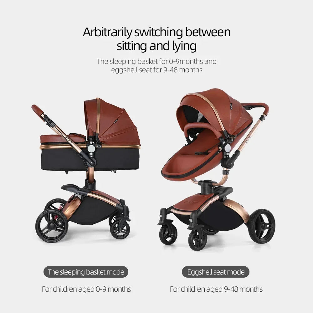 3 in 1 Baby High Land-scape Stroller with Bassinet &amp; Folding Carriage