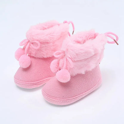 Soft Sole Furry Snow Boots First Walkers for Baby Girls childrensterritory