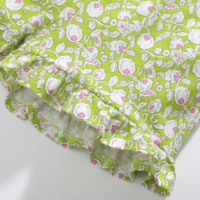 Kids Girls Flower Print Top and Shorts Set for Summer childrensterritory