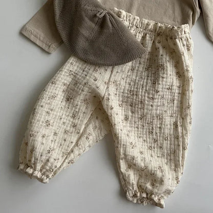 Printed Soft Cotton Girls Casual Pants childrensterritory