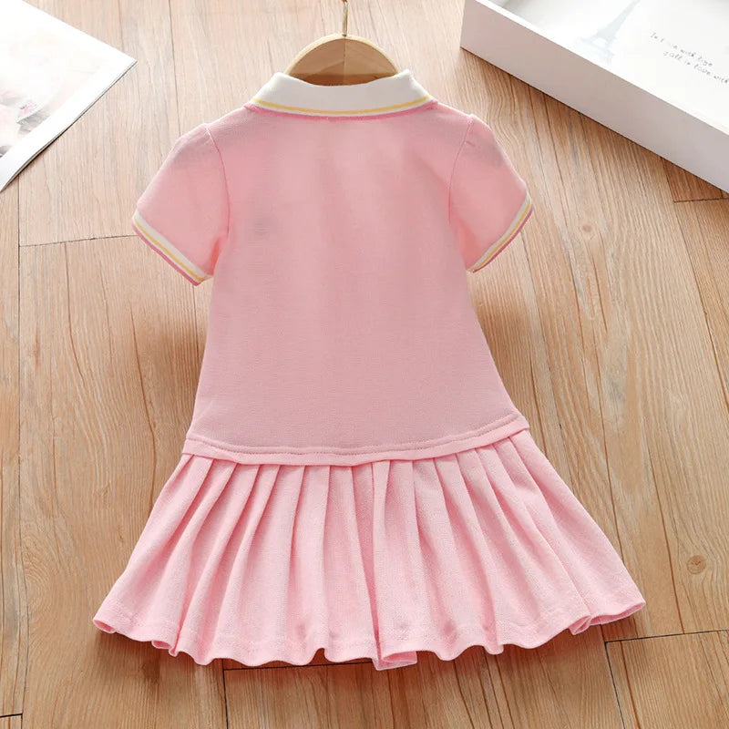 Little Girls Rainbow Design Polo-Style Summer Dress childrensterritory