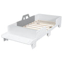 Stylish Car-Shaped Twin Bed with Bench for Kids childrensterritory