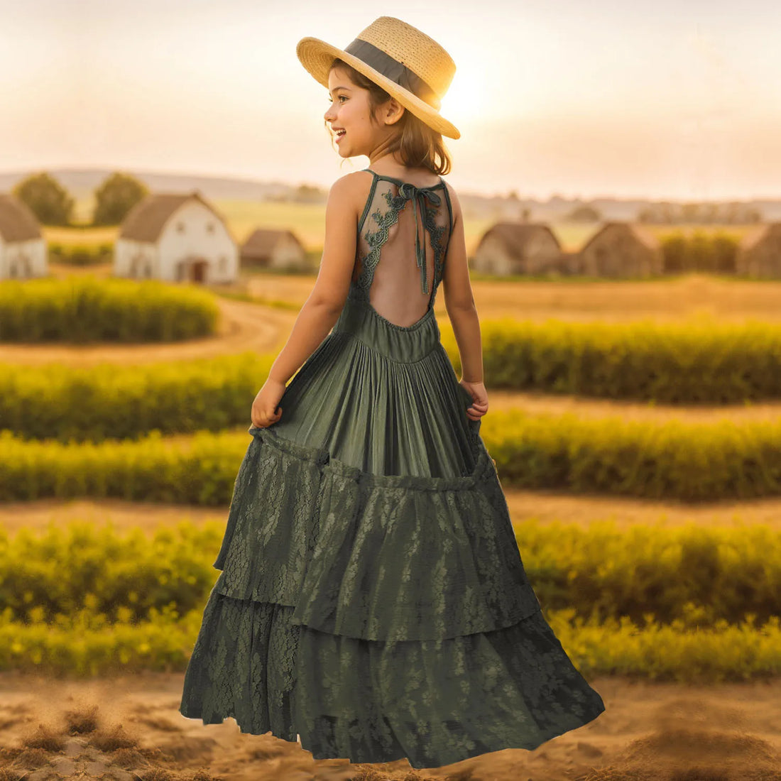 Girls Long Lace Design Plus Size Summer Princess Dresses childrensterritory