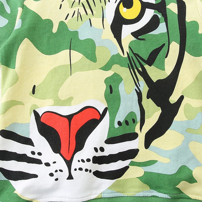 Little Boys Cartoon Tigers Design Camouflage Sweatshirts childrensterritory