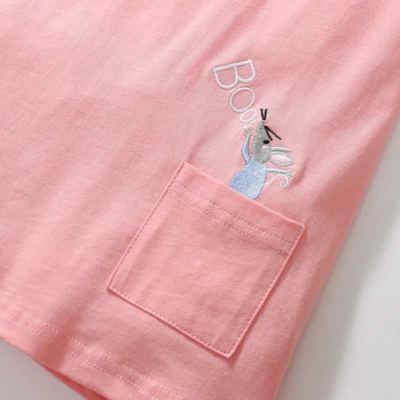 Kids Girls Cartoon Embroidered Summer Cotton Dress childrensterritory