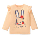 Round Neck Long Sleeves Cartoon Print Cotton Tops For Girls childrensterritory