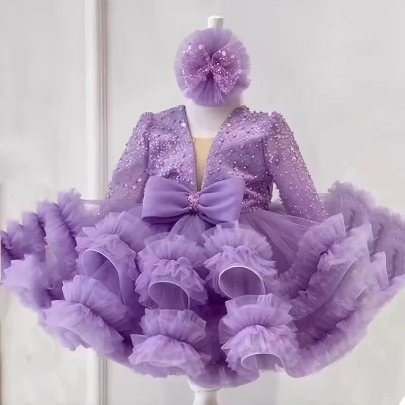 Shining V-Neck Baby/Kids Girls Communion Dresses
