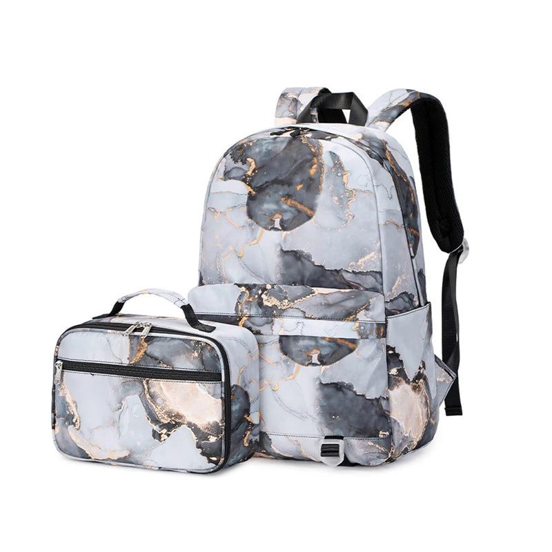 Printed Canvas 3-in-1 School Backpack with USB For Girls