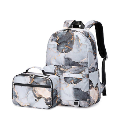 Printed Canvas 3-in-1 School Backpack with USB For Girls