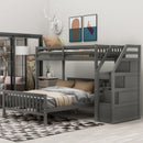 L-Shaped Twin-Over Bunk Bed with Ladder and 3 Storage Grids childrensterritory