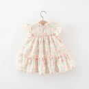 Baby Girl Cartoon Rabbit Tulip Print Dress for Summer