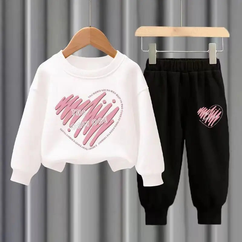 Heart Print 2 Pcs Warm Tracksuits for Kids childrensterritory
