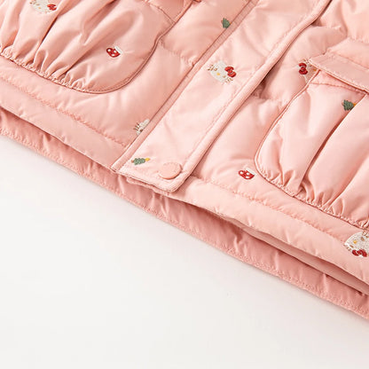 Cute Girls Kitty Printed Hooded Warm Jackets childrensterritory