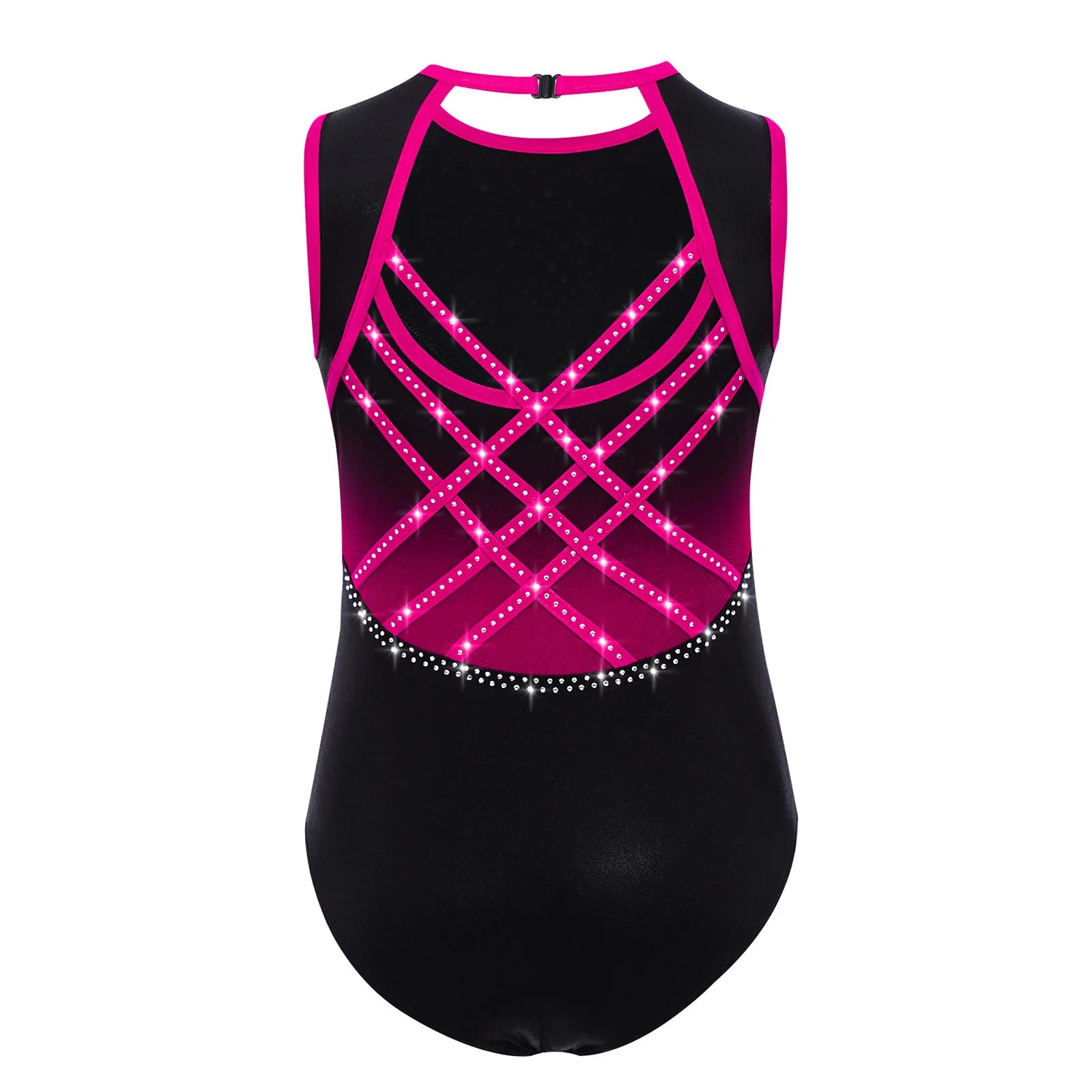 Kids Girls Mesh Rhinestones Design Gymnastics Leotard/Dancewear