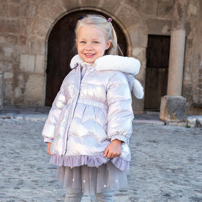 Little Girls White Duck Down Casual Warm Outdoor Parka childrensterritory