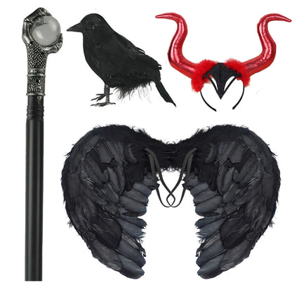 Kids Girls Demon Queen Maleficent Halloween Costume