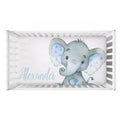 Custom Name Blue Elephant Print Baby Bedding Set