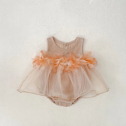 Sleeveless Flower Design Summer Bodysuits For Baby Girls childrensterritory