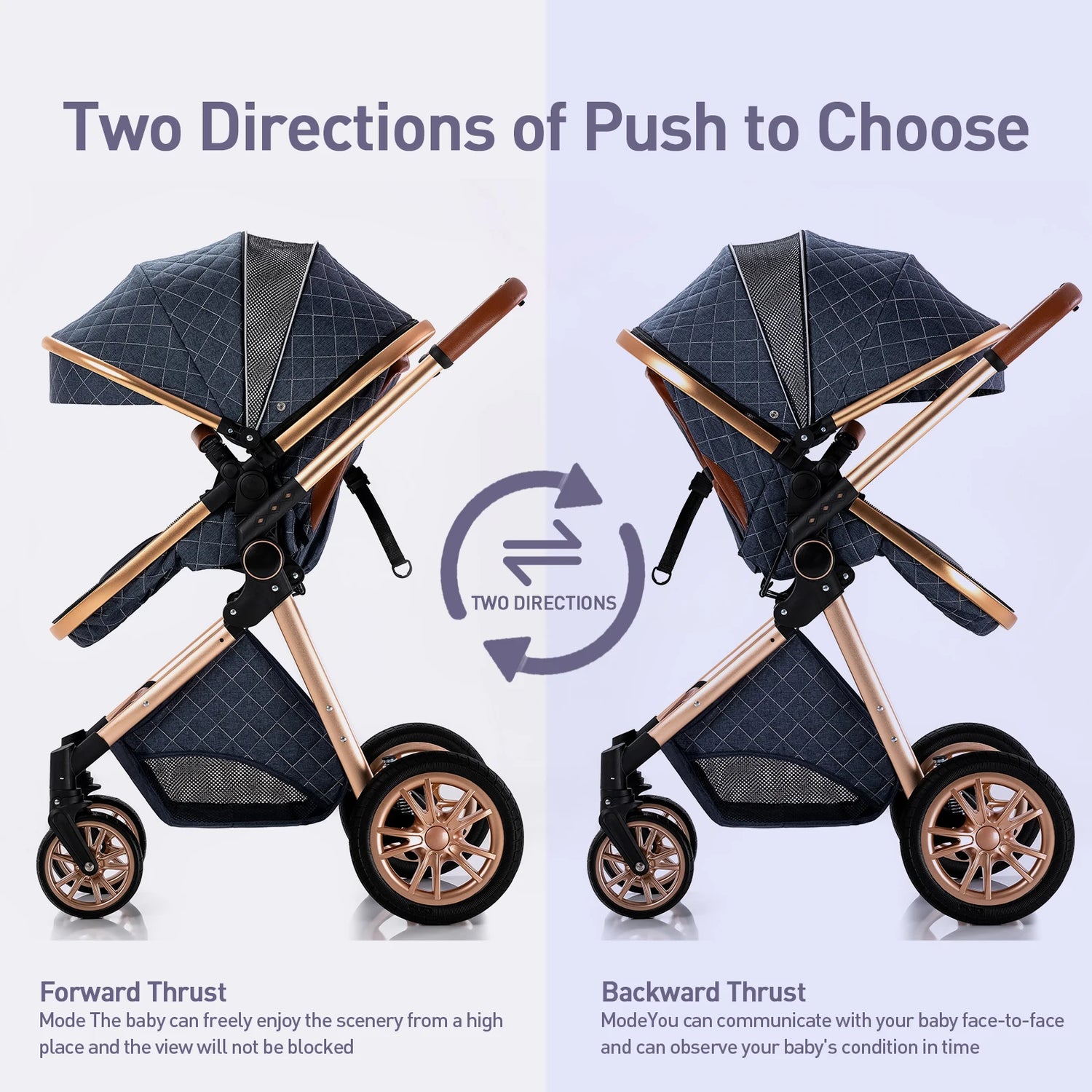 3 in 1 Portable High Landscape Luxury Baby Stroller